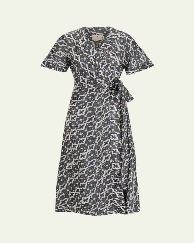Clementine Pathway Silk Wrap Dress
